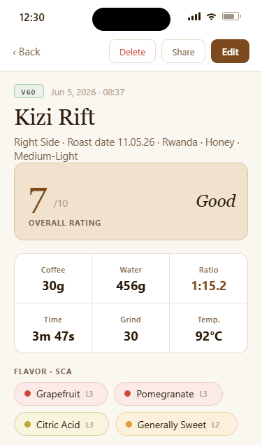 Shotbook — Brew Detail